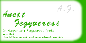 anett fegyveresi business card